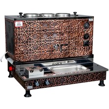  Anka Pro Plus Otomatik Çay Kazanı 3 Demlikli 30 Litre Bakır Elektrikli Doğalgazlı