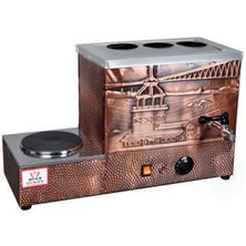 Anka Eko Elektrikli Çay Kazanı 3 Demlikli 34 Litre Pleytli Bakır