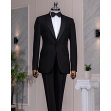 Italyan Stil Slim Fit 8 Drop Ceket Yelek Pantolon Damatlık Set Siyah T14889