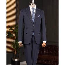 Italyan Stil Slim Fit Mono Yaka Ceket Pantolon Takım Elbise Lacivert T14749