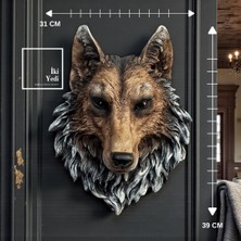 İki Yedi Konsept Norris Büyük Boy Kurt Duvar Dekoru 31×39 cm | Detaylı Reçine Figür Ev Ofis Rustik Duvar Süsü Hediye