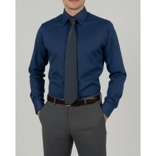 Drytech Slim Fit Su Itici Leke Tutmaz Erkek Gömlek Indigo T14350