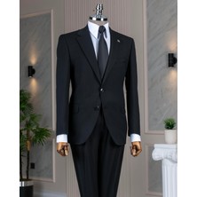 Italyan Stil Slim Fit 4 Drop Ceket Pantolon Takım Elbise Siyah T14773