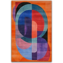 Kilim Home Turuncu Soyut Desen Çok Renkli Modern Salon Halısı  Mutfak Halısı Dekoratif Halı Mars 220