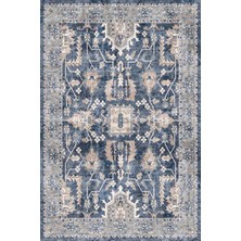 Kilim Home Mars Halı Osmanlı Eskitme Desenli Mavi Zeminli Salon Halısı MARS2259