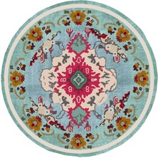 Kilim Home Mars Halı Turkuaz Tonlarında Klasık Dekoratif Kilim Salon Halısı Saçaklı Yıkanabilen Halı
