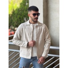 Tunahan Erkek Giyim Slimfit Kesim Erkek Kaşmir Yandan Cepli Gömlek-Ekru