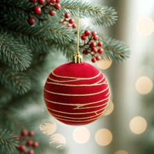 Ritzz Altın Simli Kadife Çam Ağacı Süsü Bordo 8 cm 1 Adet