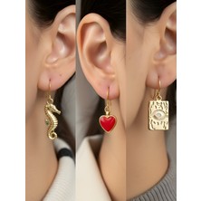 NKT Collection Trend Sembol Figürlü 3’lü Kadın Küpe Set