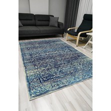 Kilim Home Mars 1009 Mavi Tonlarında Klasik Dekoratif Kaymaz Taban Halı