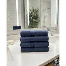 Mions Velur %100 Pamuk Doğal El & Yüz & Baş Havlusu 4 Adet - Lacivert
