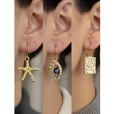 NKT Collection Trend Sembol Figürlü 3’lü Kadın Küpe Set