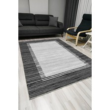 Kilim Home Mars 1013 Siyah Bordürlü Desen Dekoratif Kaymaz Taban Halı