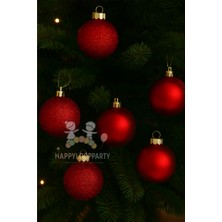 Kırmızı 4 cm 6'lı Top Seti Yılbaşı Ağacı Süsleri
