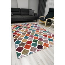 Kilim Home Mars 1006 Multy Tonlarında Fas Kapısı Modelli Dekoratif Kaymaz Taban Halı