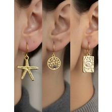 NKT Collection Trend Sembol Figürlü 3’lü Kadın Küpe Set