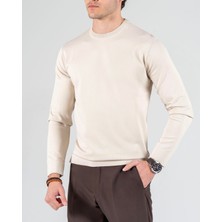 Italyan Stil Slim Fit Bisiklet Yaka Triko Kazak Taş T14495