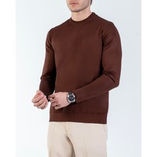Italyan Stil Slim Fit Bisiklet Yaka Triko Kazak Kiremit T14500