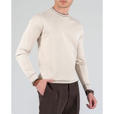 Italyan Stil Slim Fit Bisiklet Yaka Triko Kazak Taş T14504