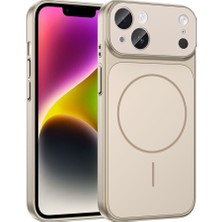 HTstore iPhone Uyumlu 15 Kılıf Zore M-Safe Şarj Özellikli Kamera Korumalı Formen Kapak-Gold