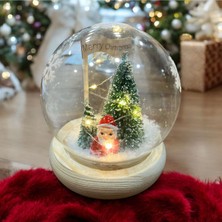 Turuncu Noel Baba Kar Küresi LED Işıklı Süş, Sıcak ve Neşeli Yeni Yıl Dekoru