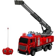 SanalAMCA Store Oyuncak Uzaktan Kumandalı Itfaiye Şarjlı Işıklı Full Fonksiyon Merdivenli Su Hortumlu Vinçli