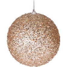 Şampanya Renkli Yılbaşı Topu, 15 Cm, Parlak ve Şık Dekorasyon Malzemesi