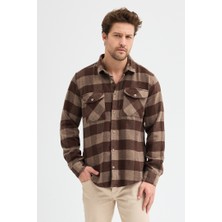 Cosplay Çift Cep Kapaklı Ekoseli Flam Oduncu Erkek Gömlek