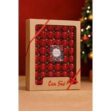 Cansüs Yılbaşı Ağacı Süsü 48’li 6 cm Parlak Top Seti – Kutulu Cici Top Kırmızı