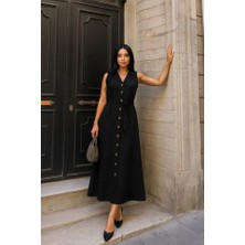 Etiler Collection Kadın Düğme Detay Kuşak Dahil Elbise