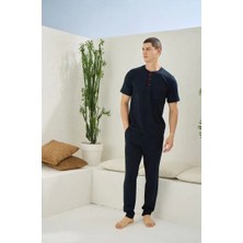 NemereSoft Erkek 2090 Erkek  Midi Yaka Pijama Takım
