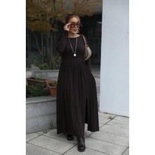 Mareandpanda Kadın Kayık Yaka Sırt Dekoltesi ve Yırtmaç Detay Maxi Boy Elbise