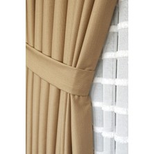 The Rose Keten Fon Perde, Deve Tüyü, Pano Fon, Sık Pile, Kuşaklı, Düz Renk, Tek Kanat