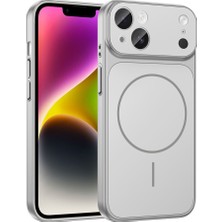 HTstore iPhone Uyumlu 15 Kılıf Zore M-Safe Şarj Özellikli Kamera Korumalı Formen Kapak-Gümüş