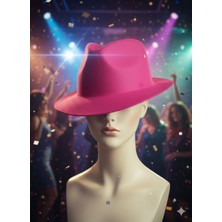 Dodomar Pembe Lazer Kesim Kadife Fötr Şapka Parti Şapkası