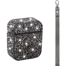 HTstore Airpods Uyumlu Zore Airbag 45 Bilek Askı Aparatlı Simli Şeffaf Kılıf-Gri