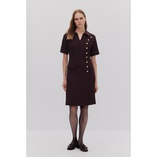 SHN Önü Çakma Detaylı Manşetli Elbise