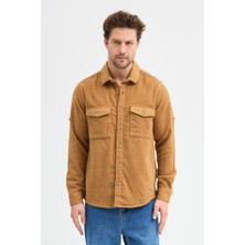 Cosplay Çift Cep Kapaklı Düz Oduncu Flam Erkek Gömlek