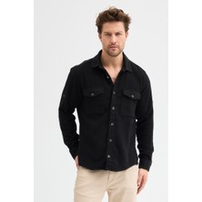 Cosplay Düz Flanel Oduncu Gömlek - Regular Fit Kalın %100 Pamuklu Çift Cepli Ceket Gömlek