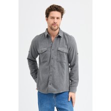 Cosplay Düz Flanel Oduncu Gömlek - Regular Fit Kalın %100 Pamuklu Çift Cepli Ceket Gömlek