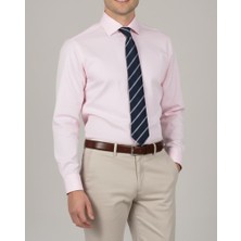 Italyan Stil Slim Fit Erkek Kravat Yaka Gömlek Pembe T14247