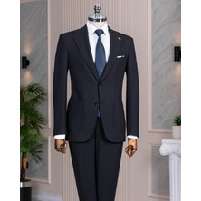 İtalyan stil slim fit sivri yaka ceket  pantolon takım elbise lacivert T14743
