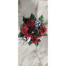 Kozalak Yılbaşı Süsü, Kırmızı Masa Dekoru, Ev Şıklığı Için Güzel Bir Seçenek