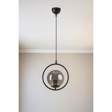 Uçar Rodi Modern Tasarım Antre Hol Mutfak Salon Siyah Renk Sarkıt Minimal Füme Camlı Tekli Avize