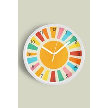 JHAAR Retro Gün Doğumu Gökkuşağı Modern Duvar Saati - 42cm - Önü Camlı Siyah Kasa