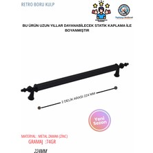 A Kalite 224 mm Boru Çizgili Siyah Mobilya Kulpu