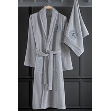 Hrnzafer Tekstil Alya Pamuklu Nakışlı 2 Parça Bornoz Takımı (Bornoz + Havlu)