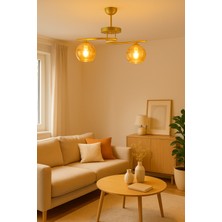 Uçar Fuji Modern Tasarım Yatak Odası Salon Mutfak Oturma Odası Renk Camlı 2 Li Avize