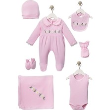 Diamondstar Kız Bebek Mobil Papatya Desenli 7 Li Zıbın Hastane Çıkış Seti