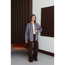 Fehu Bloom Mavi Ekoseli Oduncu Gömlek